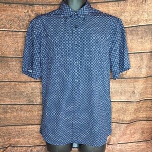 Michael Strahan Men's Blue Patterned Button Down Shirt Size M